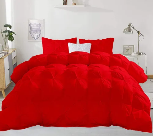 Miniatura 17 de Juego de edredón plisado para todas las estaciones, 21.16 oz/m², 3 piezas (edredón + 2 fundas de almohada), relleno de edredón de algodón egipcio
