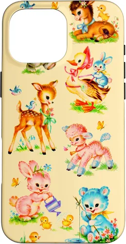 Miniatura 19 de Vintage Baby Animals Nursery 50's Retro Yellow Case for iPhone 17