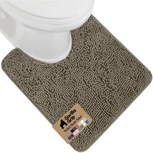 Miniatura 80 de Gorilla Grip - Tapete de baño afelpado, absorbente, peludo, de felpilla, para base de inodoro cuadrada, reverso de goma, suave, de microfibra, claro