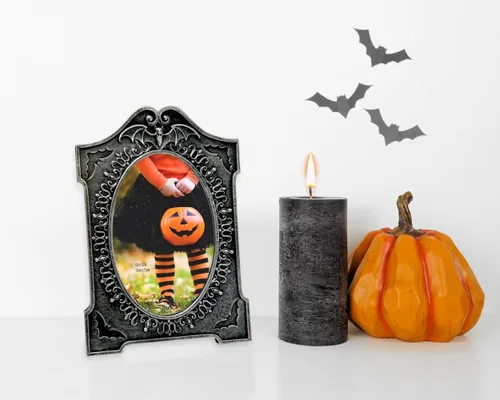 Miniatura 5 de Isaac Jacobs Marco de fotos de Halloween con forma de lápida de 4 x 6, para mesa de fotos y exhibición de pared, exhibición colgante y decoración