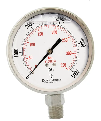 Miniatura 7 de Medidor de presión de acero inoxidable lleno de aceite de 4" - 1/2" NPT montaje inferior 1000PSI