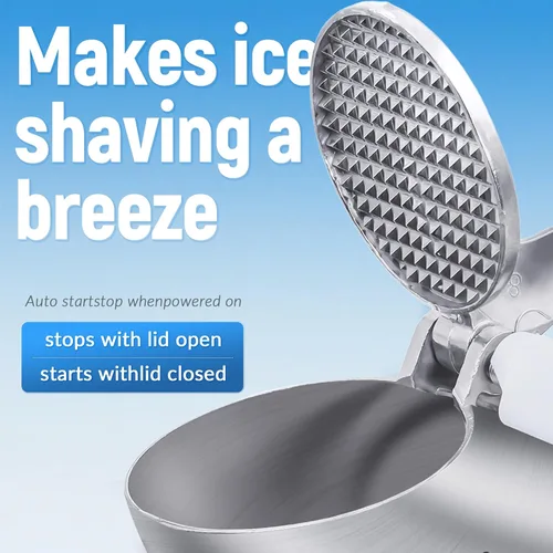 Miniatura 4 de Máquina de hielo afeitado, máquina de afeitar eléctrica de hielo con cuchillas de acero inoxidable, potente máquina de cono de nieve para cocina