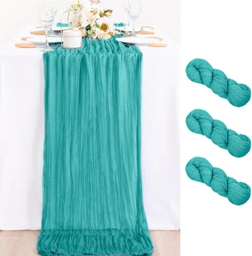 Miniatura 82 de MLMC Camino de mesa azul claro, camino de mesa de estopilla color bebé azul, 10 pies, decoración para baby shower, rústico, gasa, estopilla, centro