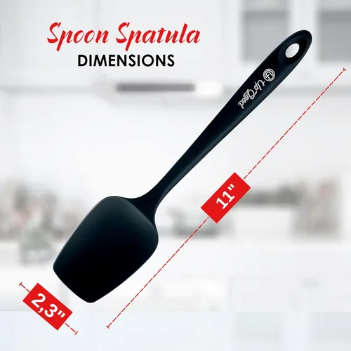 Miniatura 3 de Espátula de cuchara de silicona - resistente al calor de 600 °F, de goma antiadherente Spoonula Úselo como utensilio de raspador de cocina de Negro