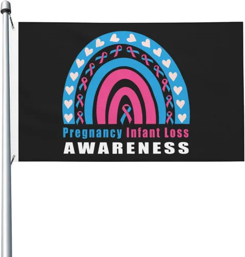 Miniatura 6 de Bandera de 3 x 5 pies para embarazo, concientización sobre la pérdida del bebé, arco iris, de doble cara, grande para pared, dormitorio, sala