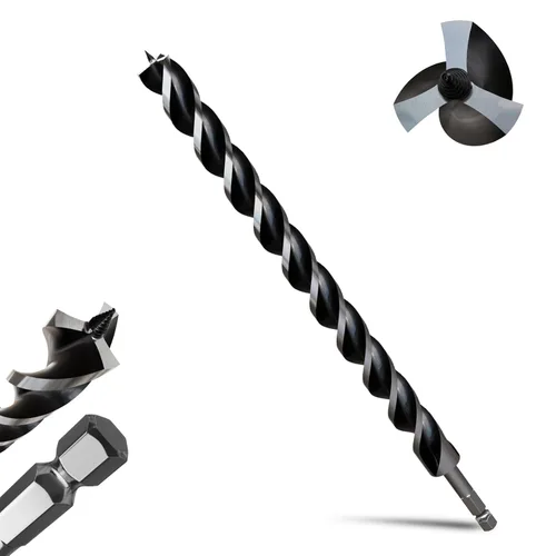 Miniatura 29 de 8 brocas profesionales de 12 pulgadas de largo para madera con vástago hexagonal de cambio rápido de 1/4 pulgadas (1/4-7/8 pulgadas), diseño de 3