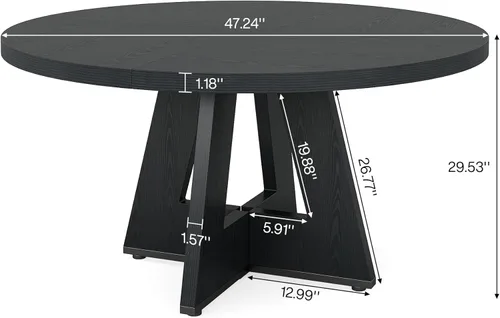 Miniatura 2 de Tribesigns Mesa de Comedor Redonda de 47 Pulgadas Mesa de Cocina de Madera para Comedor, Mesas de Dinner Room de 47" para 4-6, Muebles de Acento