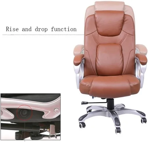 Miniatura 3 de Silla de escritorio de oficina con respaldo medio con acolchado de cuero y reposabrazos, silla ergonómica para juegos de computadora para uso Blanco