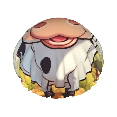 Miniatura 21 de Animal Rhino Print Shower Cap,Elastic And Reusable Bath Hair Hat For Long Hair,Large Waterproof Shower Bonnet,For Women Men Kids