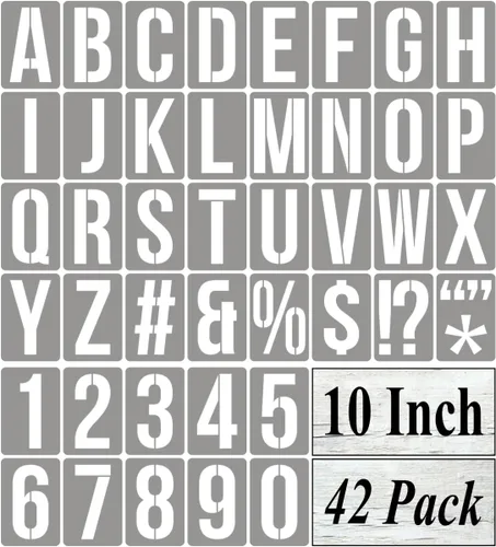 Miniatura 13 de Plantillas de letras del alfabeto de 12 pulgadas para pintar, paquete de 42 plantillas de letras y números con letreros para pintar sobre madera