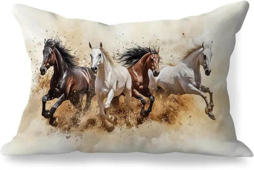 Fundas de almohada de 12 x 20 pulgadas, regalos para amantes de los caballos, fundas de almohada lumbares decorativas para el hogar, sala de estar,