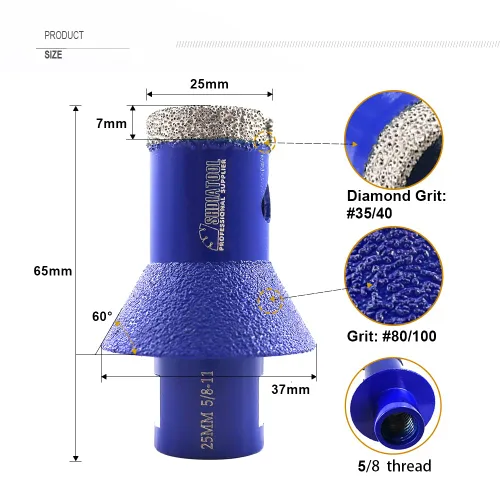 Miniatura 2 de SHDIATOOL Brocas de núcleo de perforación de diamante, sierra de agujero de 1 pulgada para azulejos de porcelana para biselado biselado mármol