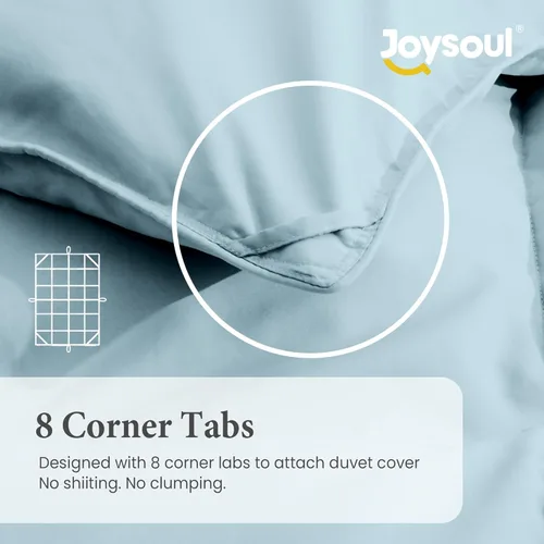 Miniatura 6 de Joysoul Edredón de plumón tamaño Queen – Relleno de plumón de ganso ultra suave y fibra de plumas para todas las estaciones, relleno de edredón azul