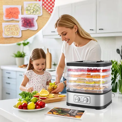 Miniatura 5 de Seeutek - Deshidratadora de alimentos, 5 bandejas libres de BPA, máquina deshidratadora de alimentos con control de temperatura ajustable para carne