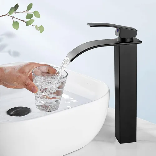Miniatura 2 de Aolemi Grifo de baño alto para lavabo, grifo de lavabo de un solo agujero, 1 mango, grifo mezclador de montaje en cubierta RV con montaje de drenaje