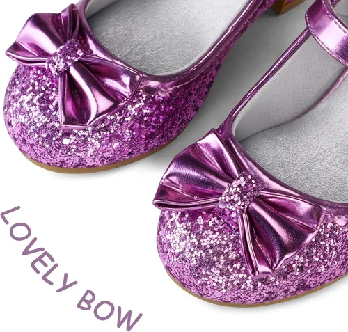 Miniatura 3 de K KomForme Mary Jane - Zapatos de vestir para niña con purpurina de 1.5 pulgadas, tacón bajo, para boda, fiesta, princesa, zapatos para niños
