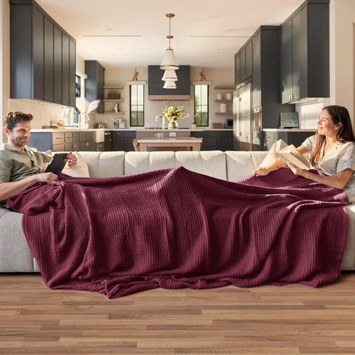 Miniatura 48 de Bedsure Gentlesoft - Manta de 100% algodón tamaño Twin XL para dormitorio universitario - Transpirable y suave, manta Twin de tejido waffle para 01