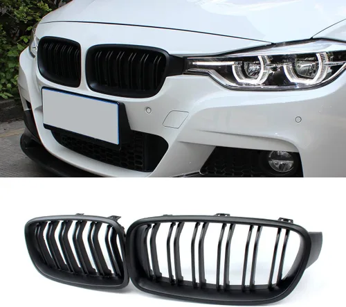 Miniatura 2 de Rejilla delantera, repuesto de parrilla de riñón para BMW Serie 3 F30 F31 (ABS, negro brillante)