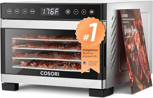 Cosori Deshidratador de alimentos para cecina, control de temperatura de 176 °F, 5 bandejas de acero inoxidable con espacio de secado de 5.1 pies