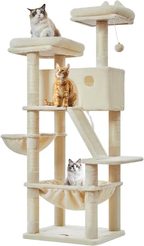 Miniatura 8 de Taoqimiao Árbol para gatos de 57.5 pulgadas, torre para gatos de interior para adultos, condominio extragrande para gatos, 8 postes rascadores