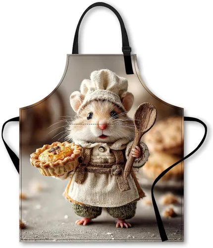 Miniatura 8 de Nuxovilar Bonito delantal con bolsillos, 26.77 x 30.7 pulgadas, versátil para preparación de comidas, hornear, cocinar en las festividades