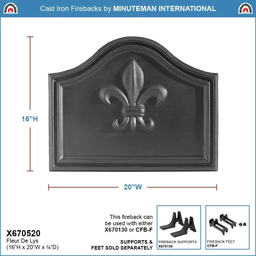 Miniatura 2 de Minuteman International Fleur De Lys De Hierro Fundido Fireback