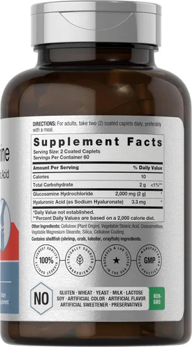 Miniatura 2 de Horbäach Glucosamina HCL con ácido hialurónico 2000 mg 120 comprimidos recubiertos Suplemento sin OMG y sin gluten