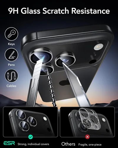Miniatura 6 de ESR Protector de lente de cámara para iPhone 17 Pro Max/17 Pro/16 Pro Max/16 Pro/15 Pro Max/15 Pro/14 Pro Max/14 Pro, protectores de lente