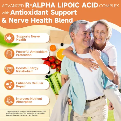 Miniatura 3 de R Ácido Alfa Lipoico 1000 mg con Benfotiamina – Suplemento de ALA de Sodio para Apoyo de Neuropatía, Salud Nerviosa y Antioxidante, Energía Celular