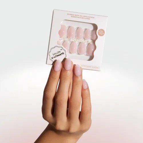 Miniatura 16 de Celebritips Uñas postizas a presión - Salon U-ltimate™ Bailarina, Uñas de almendra extra cortas, reutilizables 16 tamaños - Kit de 32 uñas