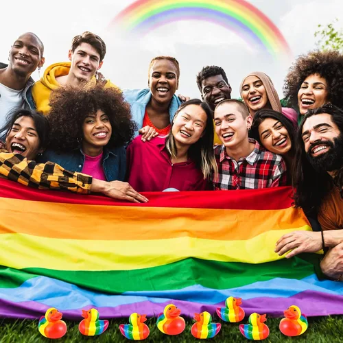 Miniatura 6 de DEEKIN Juego de patos de goma arcoíris a granel, mini patitos de goma para bañera y patito para decoración de arcoíris, colorido, cumpleaños, LGBT