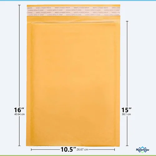 Miniatura 2 de Sobres de burbujas Kraft de 10.5 x 16, sobres acolchados autosellados #5, paquete de 100 unidades a granel Fits Books, Comics & Apparel, No Tape