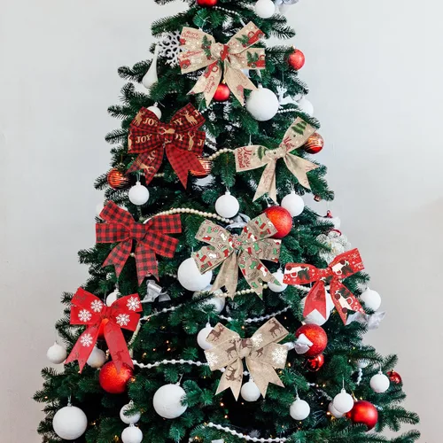 Miniatura 6 de Cinta de Navidad con cable de 2.5 pulgadas x 11 yardas, cinta de Navidad roja y de arpillera para coronas, lazos, manualidades, 2.5 pulgadas