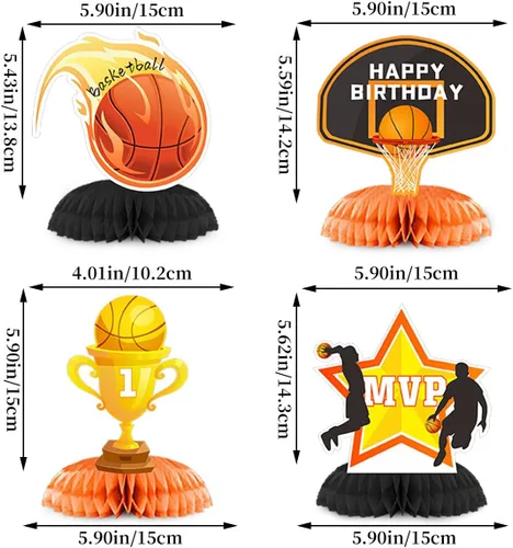 Miniatura 4 de Decoraciones de cumpleaños de baloncesto, lindo cartel de feliz cumpleaños con temática deportiva, suministros divertidos para fiesta de niño y niña