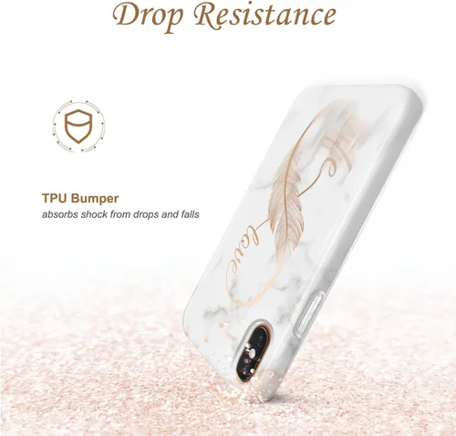 Miniatura 5 de Funda diseñada para iPhone XR, brillante, galvanizada, diseño de mármol amoroso, delgada, a prueba de golpes, TPU suave de goma de silicona, funda