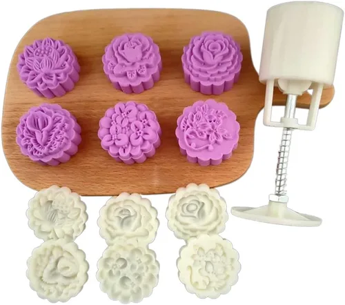 Miniatura 8 de Molde de pastel de luna para festival de mediados de otoño, herramienta de pastelería DIY, moldes de pastel de luna a presión de mano, postigos