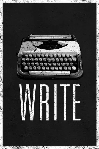 Miniatura 4 de Póster Write con máquina de escribir manual, retro, blanco y negro, inspirador y motivacional, para autor escritor, genial arte decorativo