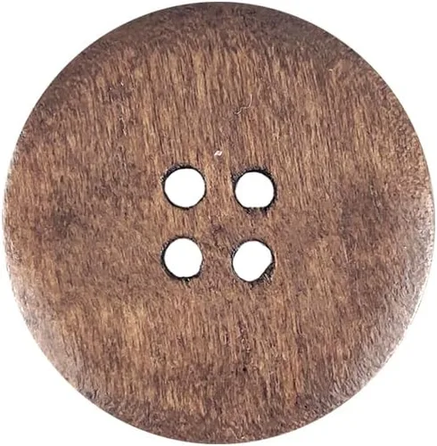 Miniatura 3 de MTCELL 50 botones clásicos de madera, 1 pulgada (0.984 in) de diámetro, marrón, para proyectos de costura