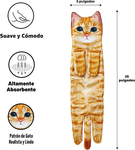 Miniatura 6 de Divertidas toallas de mano – Lindas toallas colgantes y toallas de cara para decoración de gatos, súper absorbentes, suaves, inauguración