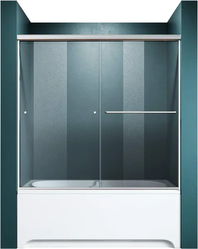 Miniatura 2 de ELEGANT 58.5-60 pulgadas de ancho x 57 3/8 pulgadas de alto, puertas corredizas de vidrio para bañera, puerta de ducha semi-sin marco con vidrio