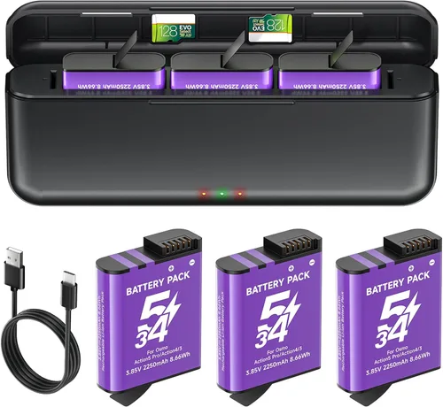 Miniatura 10 de Batería de 2250 mAh para Osmo Action 6, 2 baterías de repuesto, compatible con Osmo 360, Osmo Action 6, Osmo Action 5 Pro, Osmo Action 4, Osmo