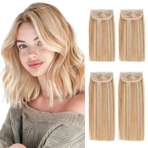 Miniatura 27 de SEGO 2 extensiones de cabello corto con clip de 4 pulgadas, 0.56 oz, 100% cabello humano para mujeres con cabello adelgazante que añade volumen