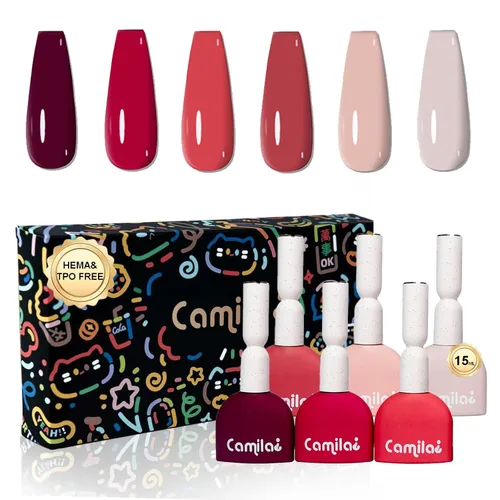 Miniatura 18 de CAMILA ¿ Juego de 6 esmaltes de uñas de gel sin Tpo de 0.5 fl oz sin Hema de colores neutros color nude claro para remojar el esmalte de gel LED