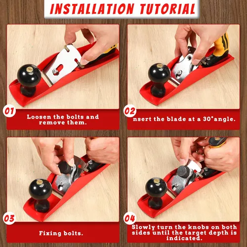 Miniatura 4 de Cepilladora de mano con hoja de 2 pulgadas, plano de madera alisado ajustable, plano de banco universal para instalación de puertas de bricolaje