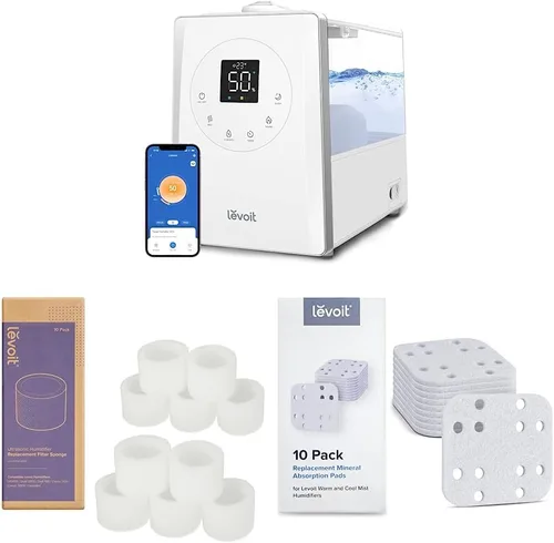 LEVOIT LV600S Humidificadores inteligentes de niebla cálida y fría para el hogar, dormitorio, habitación grande y paquete de 10 filtros de repuesto