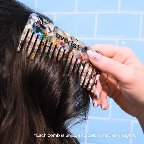 Miniatura 3 de Everist Peine de confeti – Peine desenredante de dientes anchos reciclado, apto para viajes para todo tipo de cabello