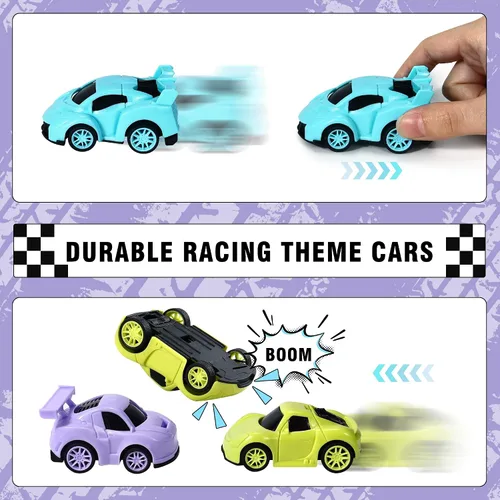 Miniatura 4 de Decoración para tartas de auto de carreras, 15 piezas, decoración de cumpleaños de autos de carreras, velas de cumpleaños falg a cuadros