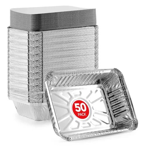 Miniatura 9 de Stock Your Home Utensilios de cocina desechables de aluminio de 1 libra con tapas (paquete de 25) – Sartenes de aluminio con tapas de cartón