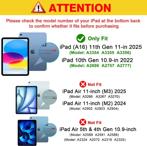 Miniatura 2 de ProCase Funda para iPad (A16) de 11ª Generación de 11 Pulgadas 2025/iPad de 10ª Generación de 10.9 Pulgadas 2022 con Soporte para Lápiz, Funda