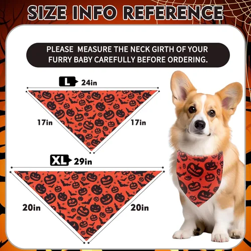 Miniatura 3 de EXPAWLORER Bandanas de Halloween para perro, paquete de 4 bandanas reversibles para perros para disfraz de niños y niñas, bufandas triangulares